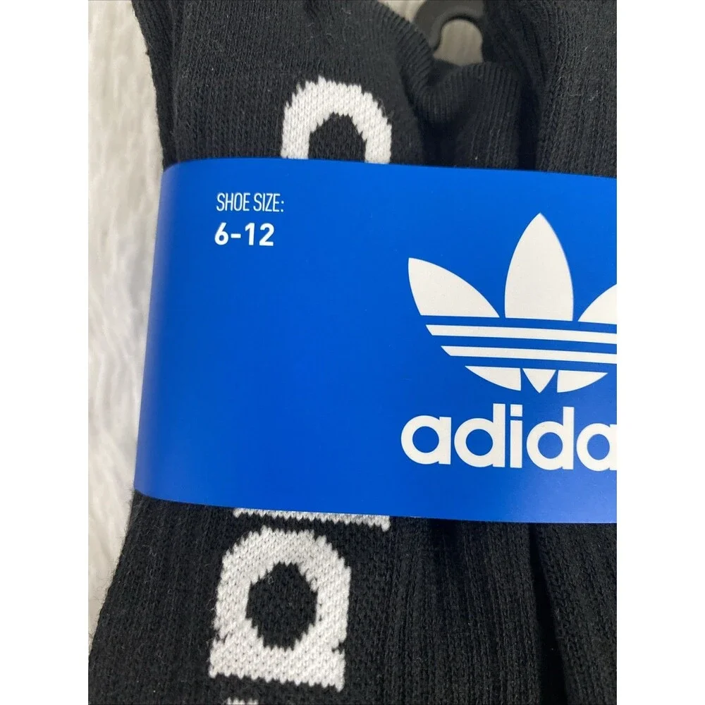 Adidas Originals Men's Crew Socks 6 Pair Sport Shoe Size 6-12 Black White